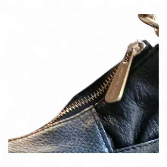 Michael Kors Convertible Black Pebbled Leather Tote / Crossbody Bag/ Gold Chain - Picture 10 of 10